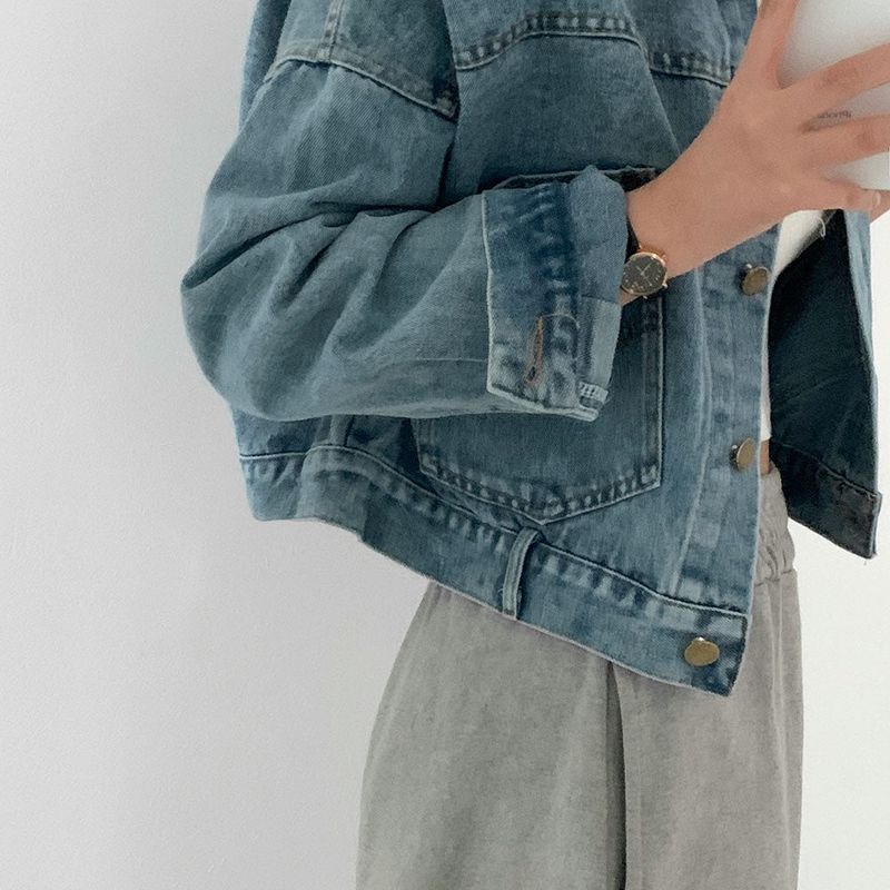 Front And Back Button Denim Jacket