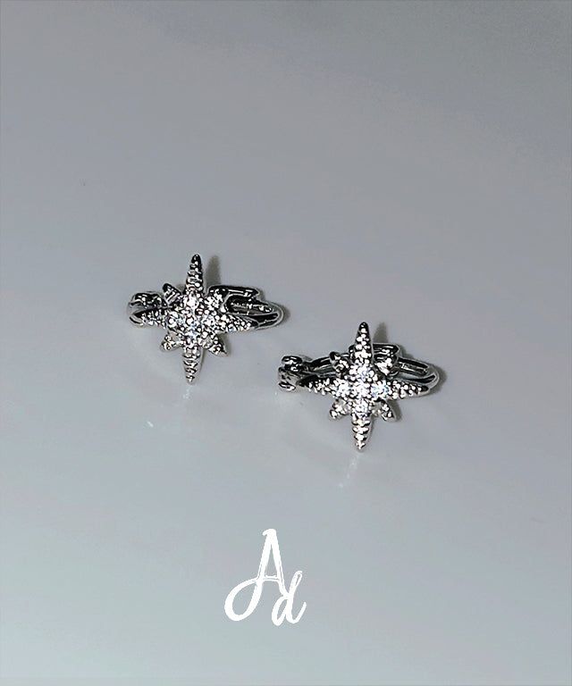 Snowflake spark one-touch earrings 2PCS
