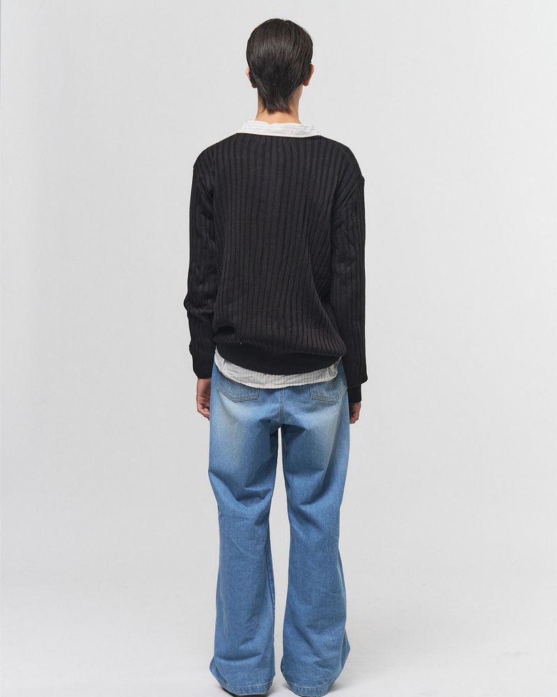 Bluesf merino wool henry neck knitwear - Black