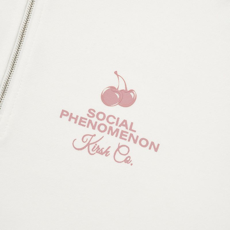 CHERRY ARCH LOGO HALF ZIP UP [IVORY]