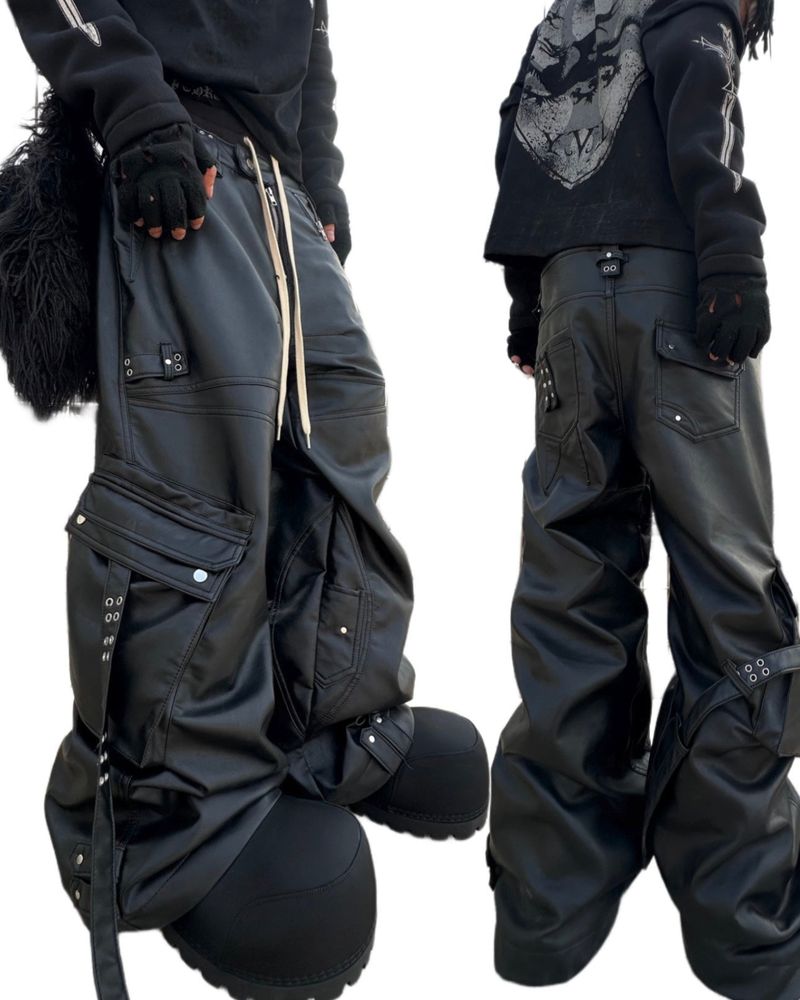 "GHIDØRAH CHAØS LEATHER CARGO PANTS"