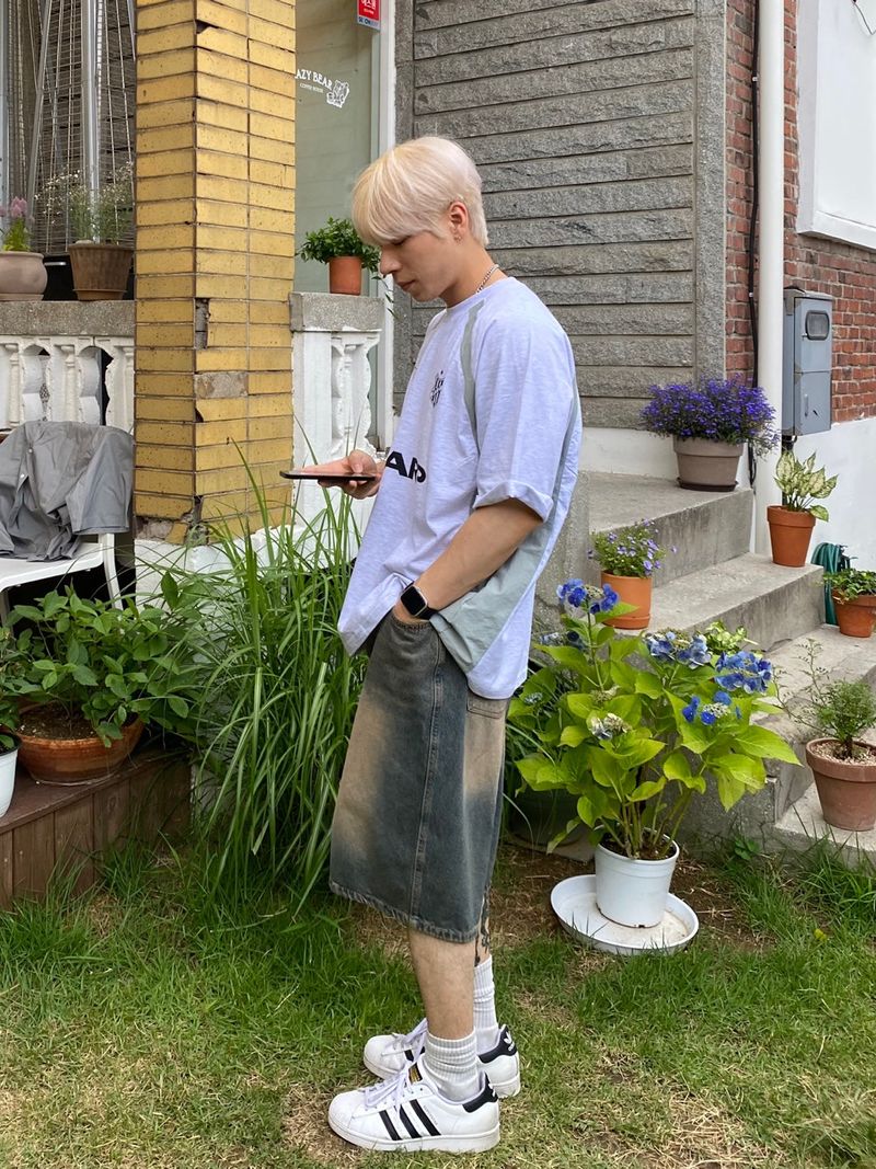 Dying Washing Denim Half Pants