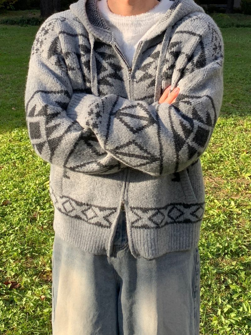 Mensfloor（メンズフロア）の「Inver nordic knit hooded zip-up（Tops）」
