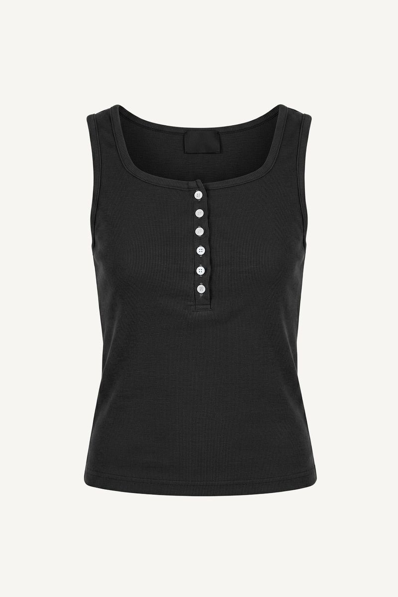 Button ribbed sleeveless
