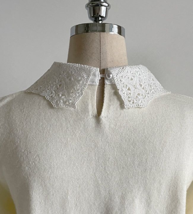 Nemyu Pearl Cubic Lace Collar Knit