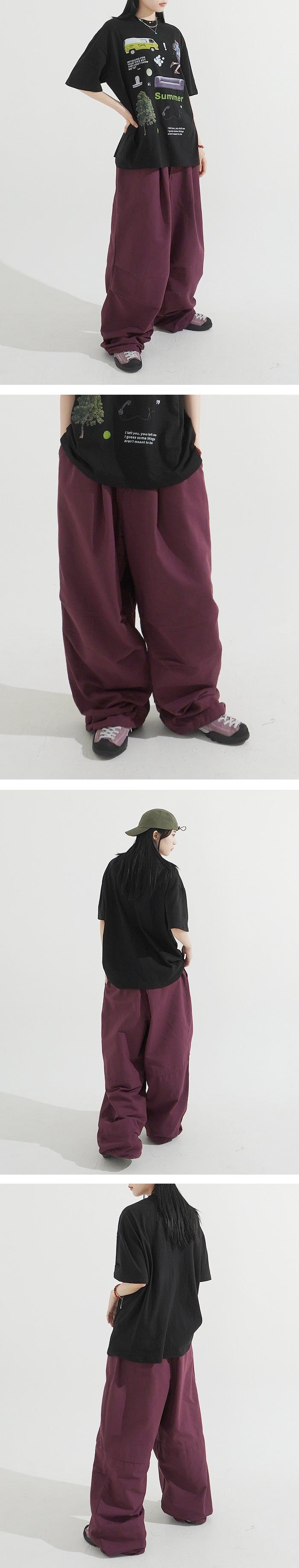 Balloon Cotton String Pintuck Pants