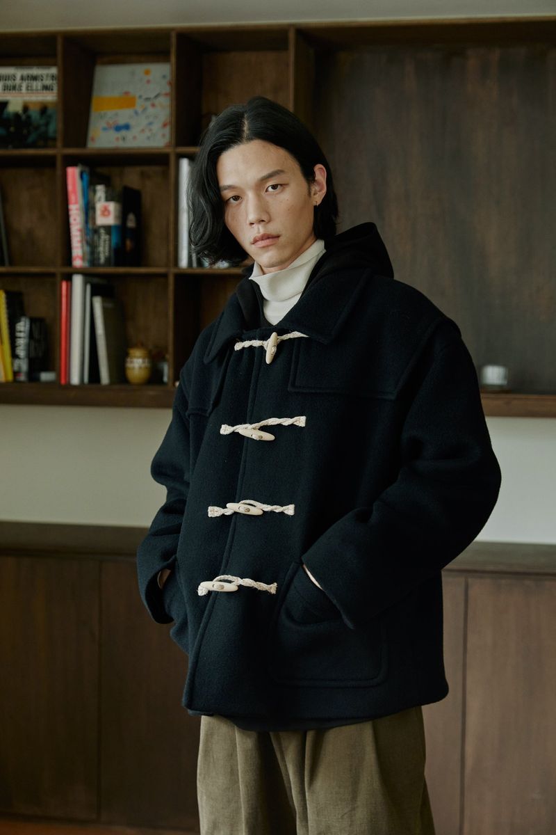 unisex half duffle coat black