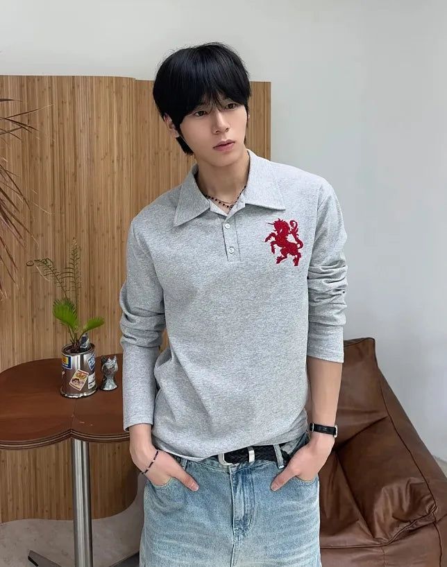 SATIIIZ（サティーズ）の「Herald Horse Embroidered PK Long Sleeve（Tops）」