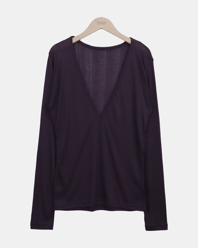 Kazel Deep V-Neck Long-Sleeve T-Shirt