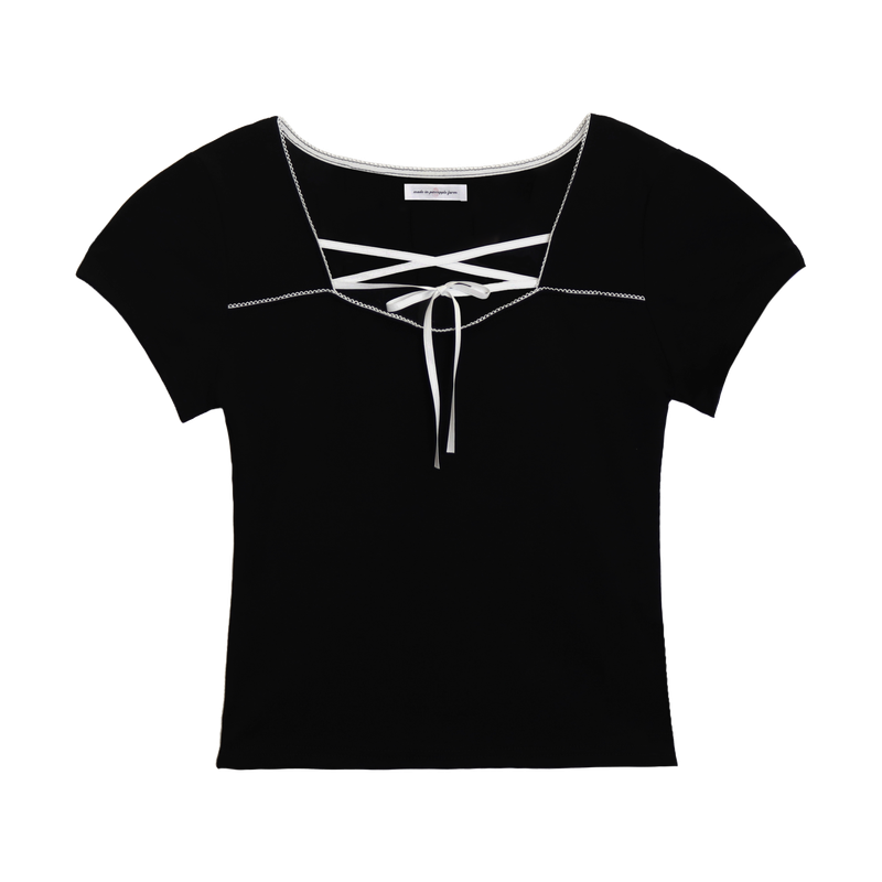 PINK PINEAPPLE（ピンクパイナップル）の「BALET SQUARE NECK T-SHIRT（Tops）」
