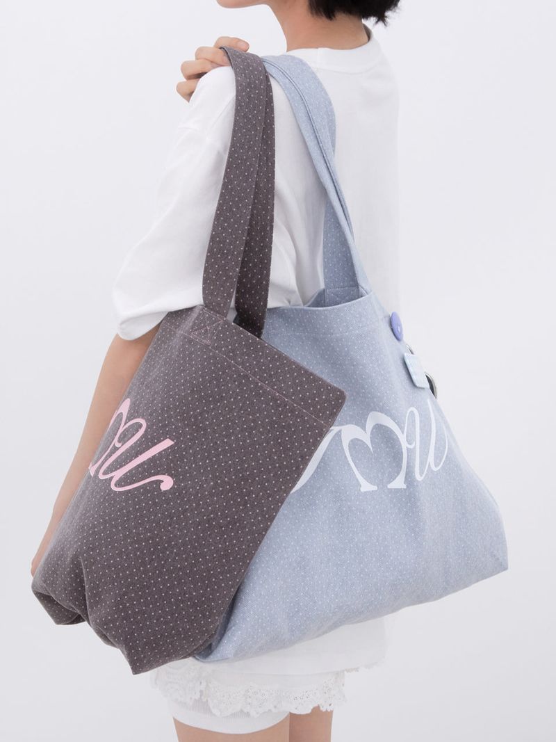 Cotton Dot Printing Eco Bag(LIGHT BLUE)