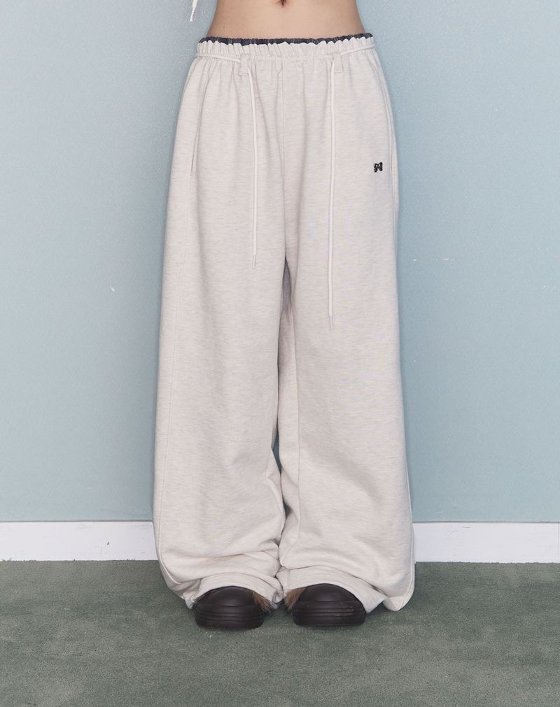 CHECK CONTRAST SWEAT PT OATMEAL
