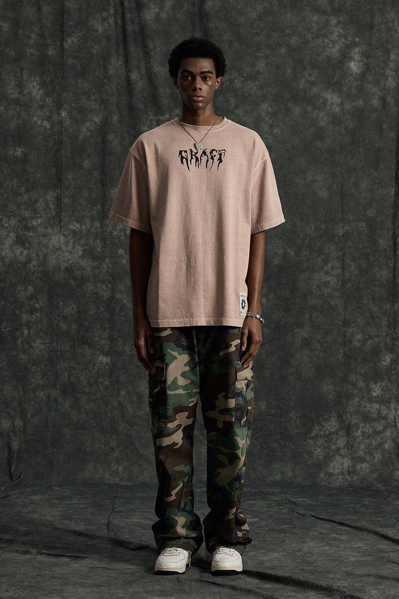 GRAFFITIONMIND（グラフィティオンマインド）の「GRAFF Ink Pigment T-shirt (Dark Beige)（Tops）」