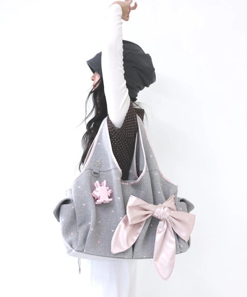 Bow Shoulder Bag (Pink Star)