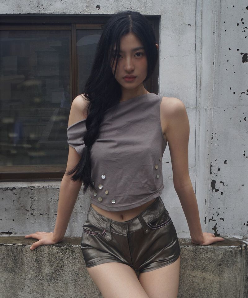Beaded Pearl Shorts - Brown