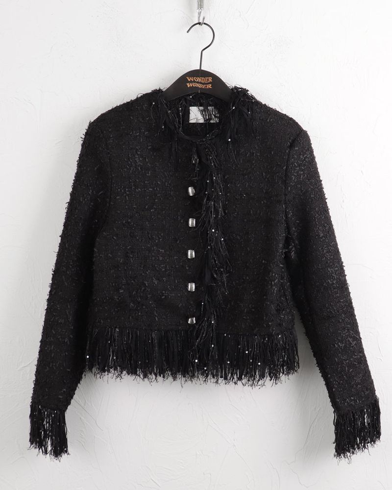 Pake Point Silver No Collar Tweed Jacket