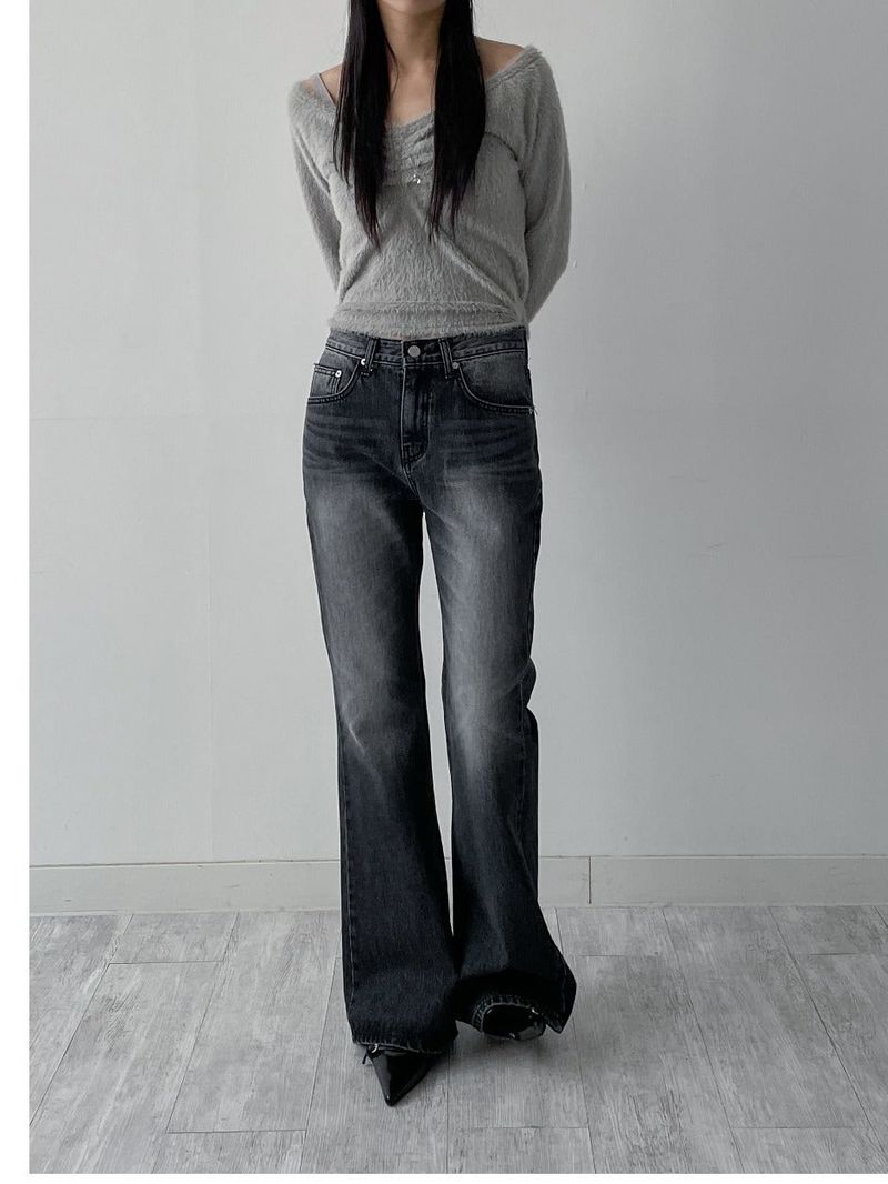 [unisex] 641 cat-washed bootcut denim pants