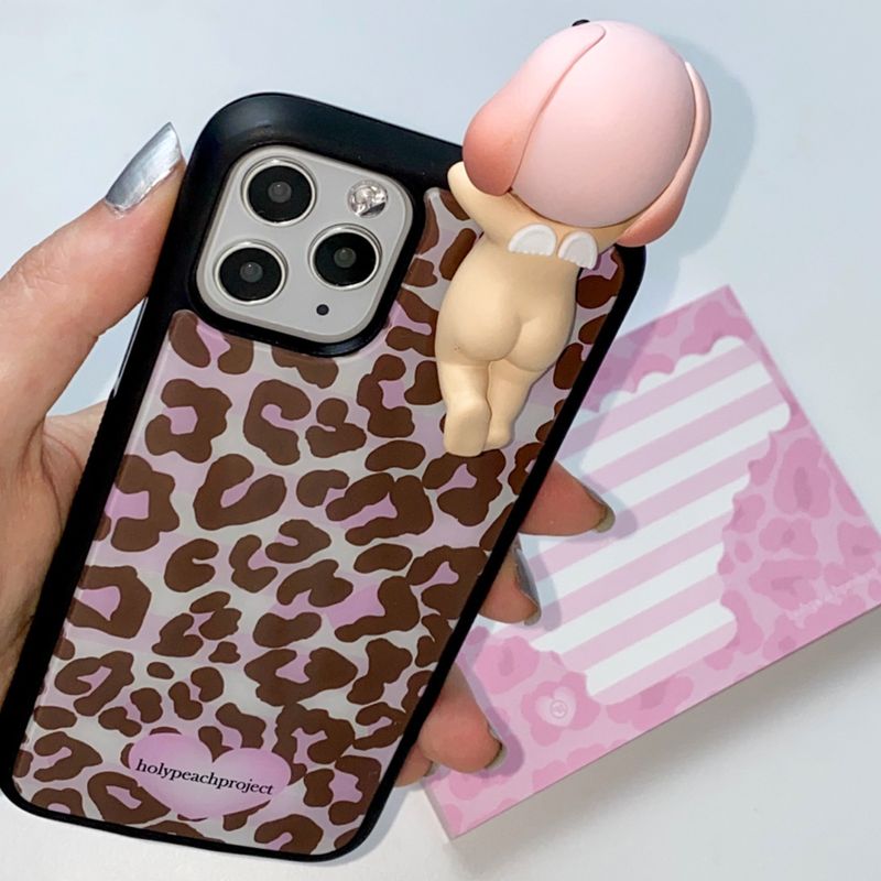[MADE] Leopard strawberry choco Glass Bumper iPhone Case
