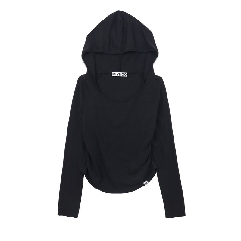 OHNE OFFSHOULDER HOODIE (BLACK)