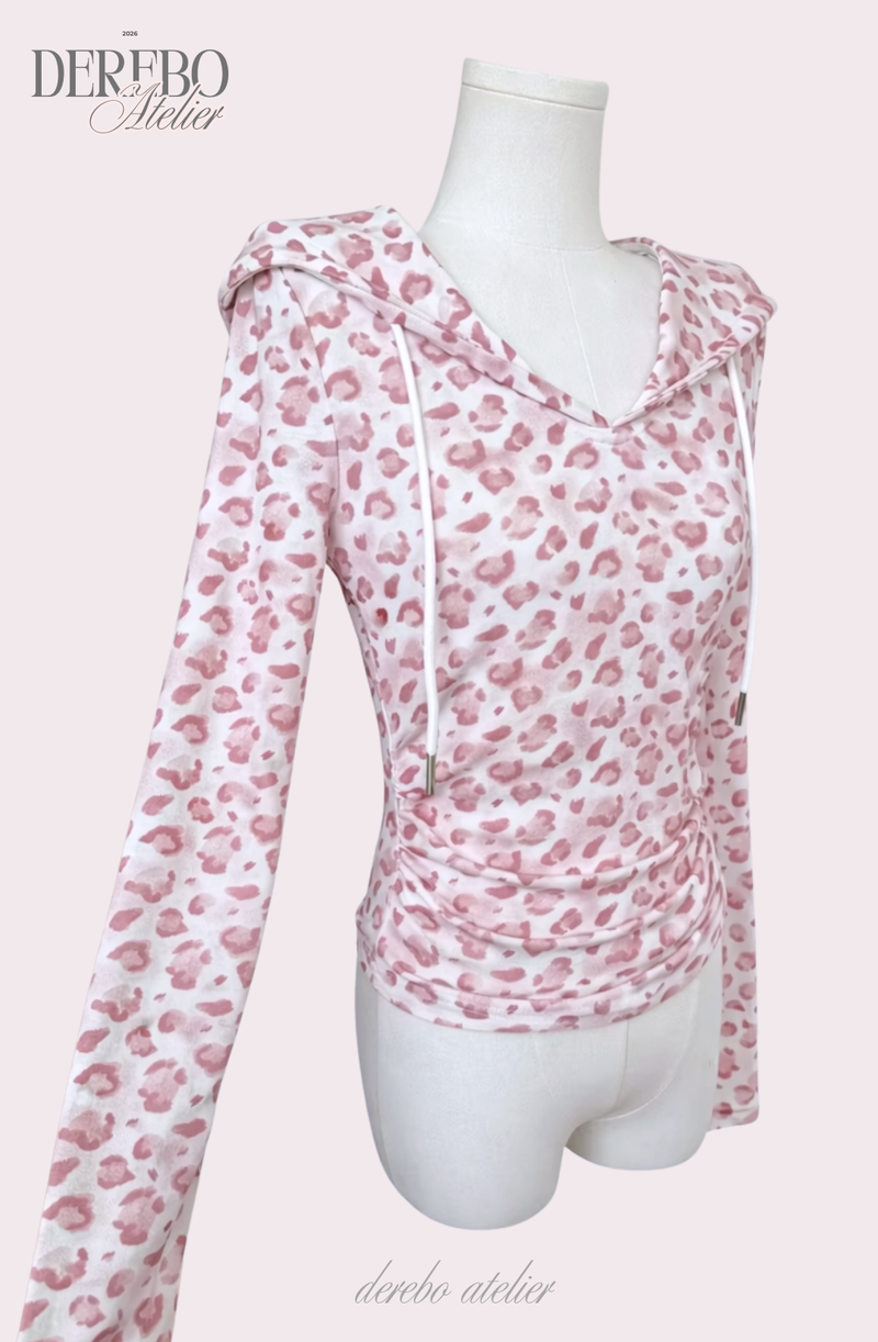 Pink Bly Leopard Hoodie Long Sleeve T-Shirt