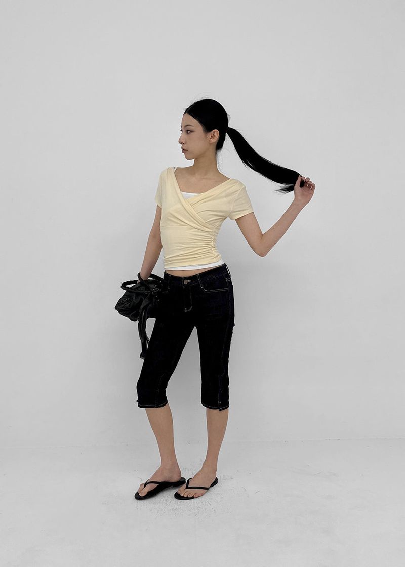 [MADE] Cujes Wrap Cap Sleeve Short Sleeve Top (Set Available)