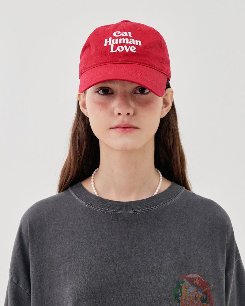 CAT HUMAN LOVE BALL CAP_RED