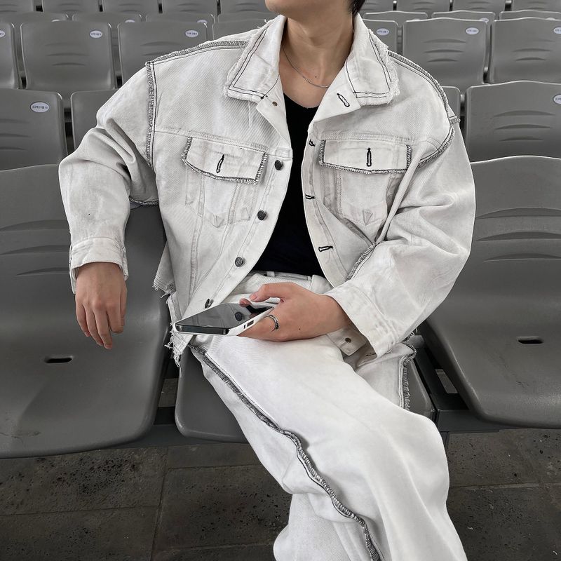 MG650 Stitch Dirty Wash Crop Jacket
