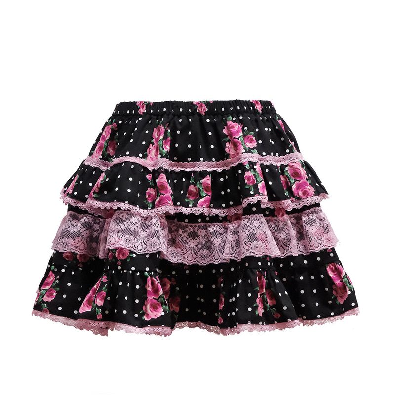 Polka Dot Rose Cake Mini Skirt