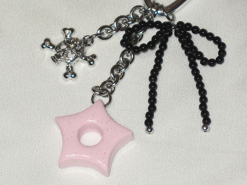 funky pink skeleton keyring