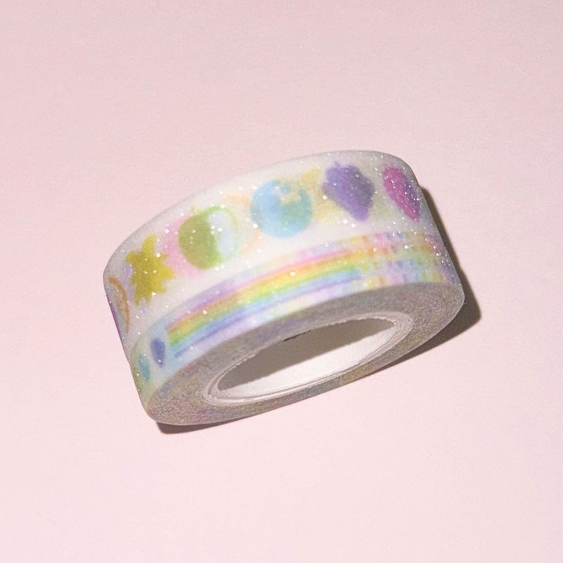 rainbow fruit glitter masking tape