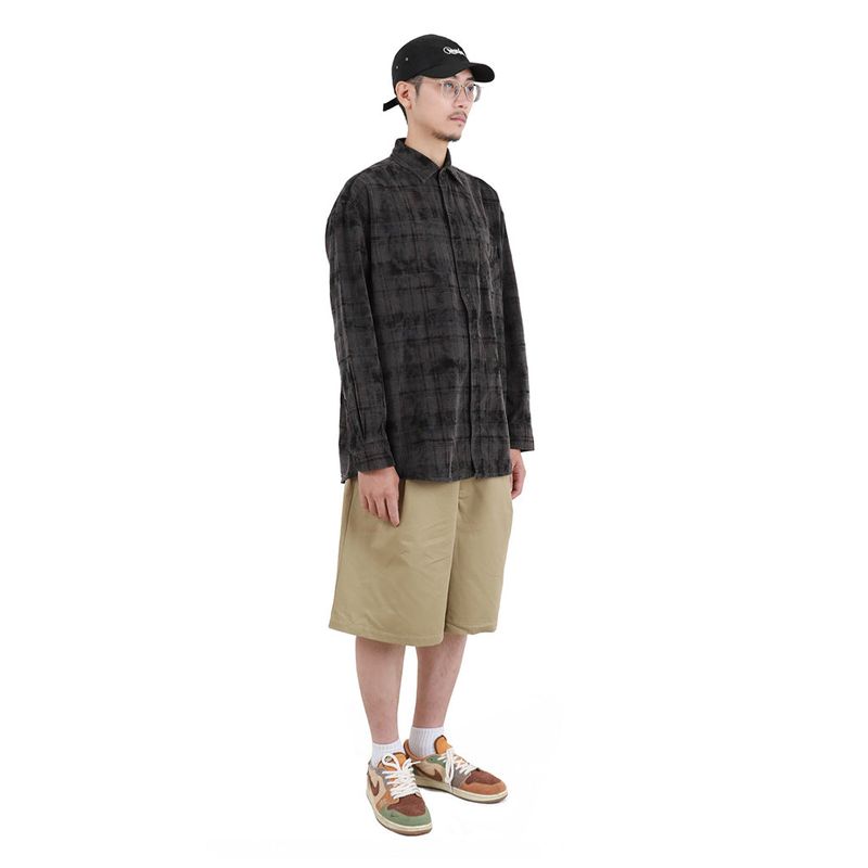 PIGMENT COATED CHECK SHIRTS CHARCOAL