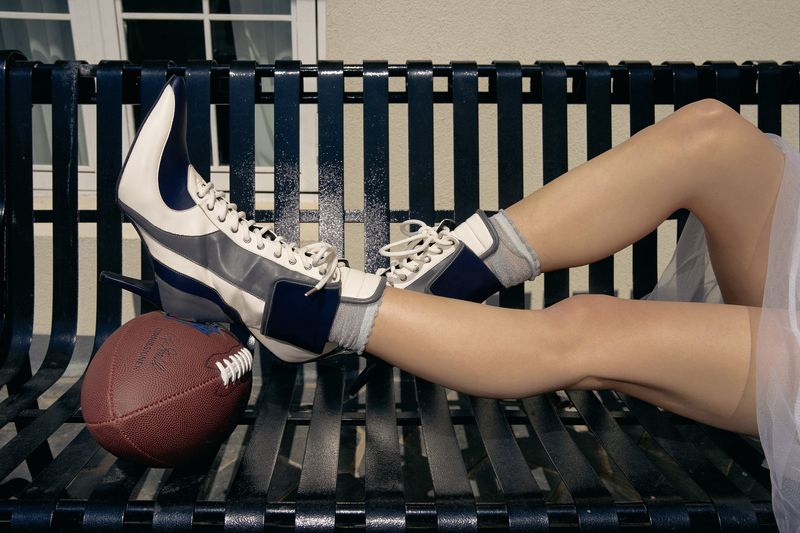 Color Block Biker Boots Heel(Navy)