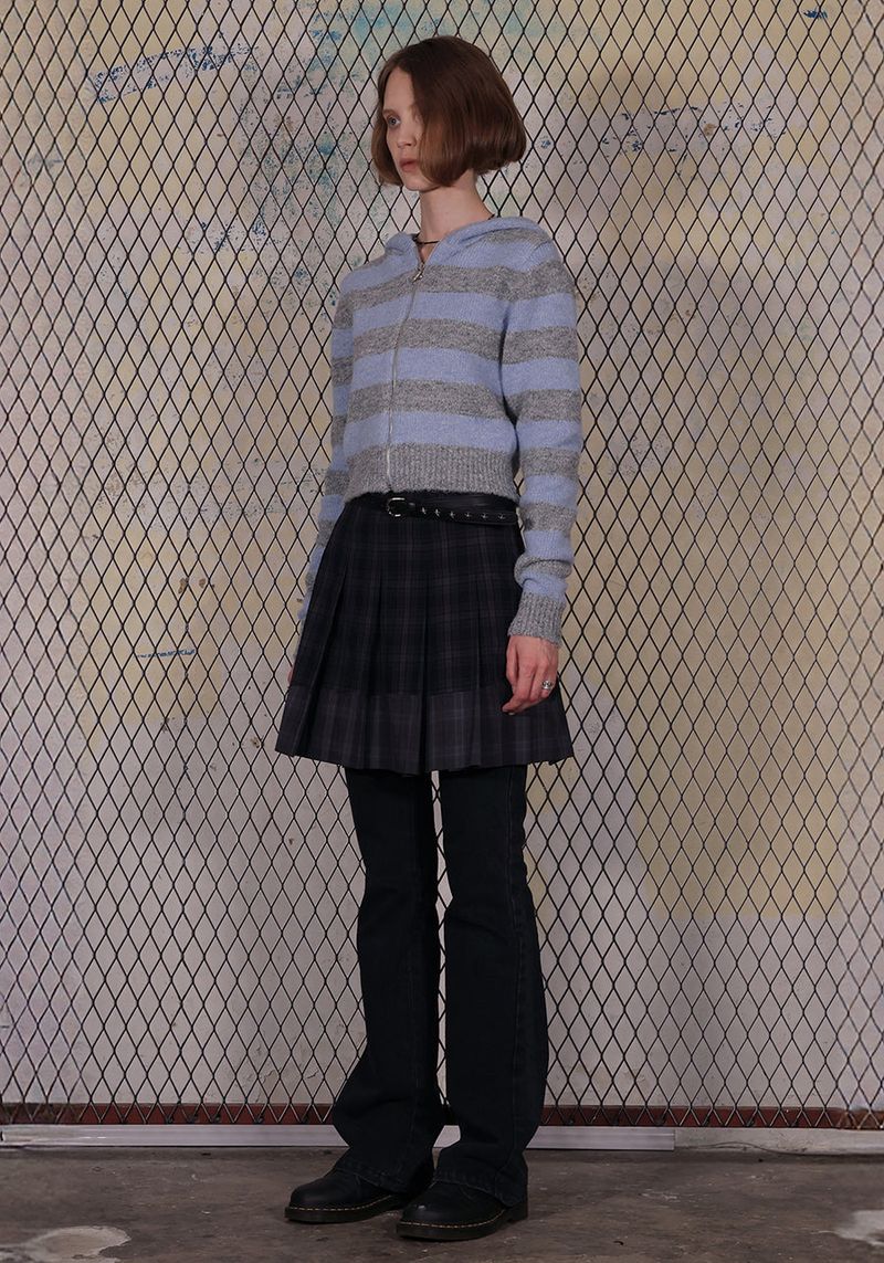 SYMBOL STRIPE KNIT ZIP-UP_BLUE