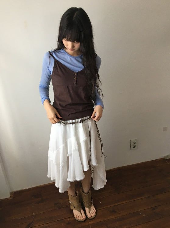 Kadohi Tencel Basic Layered Long Sleeve Tee