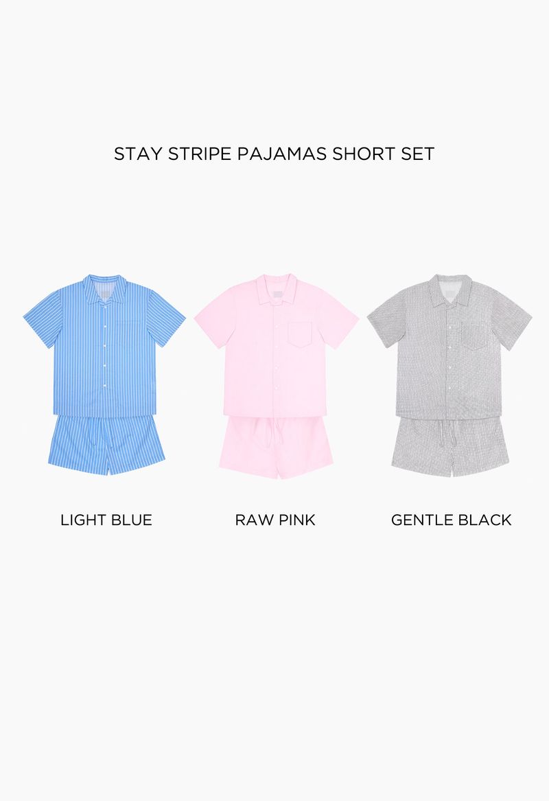 Stay Stripe Pajamas Short Set (3 Colors)