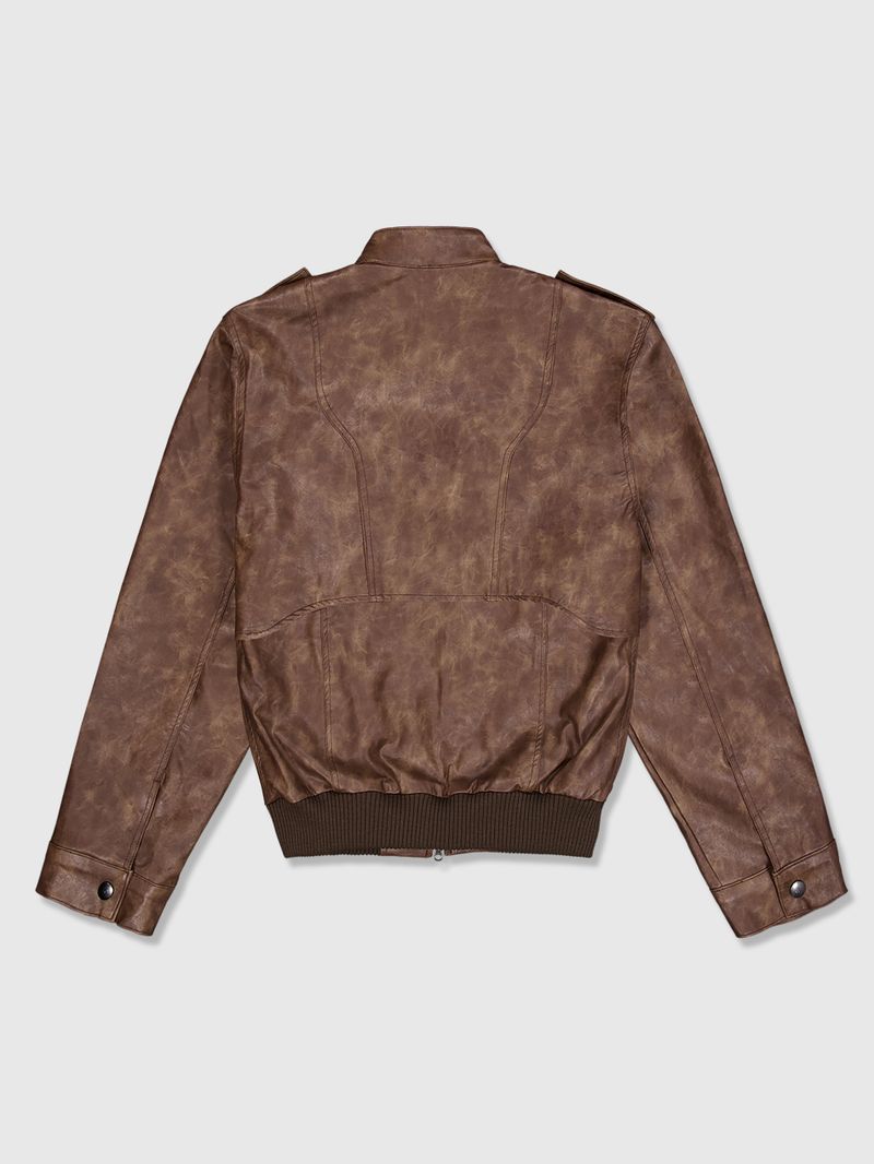 Leather Cargo 3way Jacket (Brown)