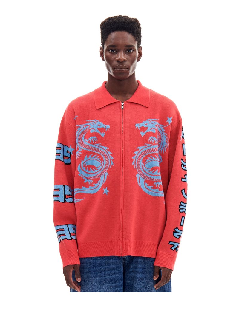 ARCHIVE BOLD(アーカイブボールド)の「DRAGON KNIT ZIP-UP (SALMON)(Tops)」