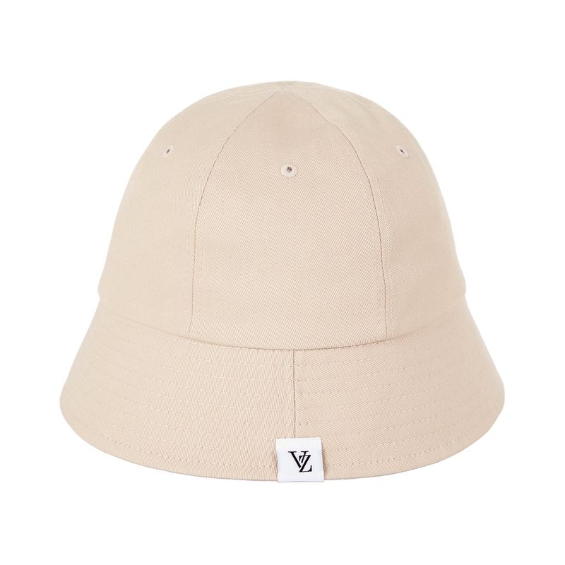 Monogram Label Round Bucket Hat Beige