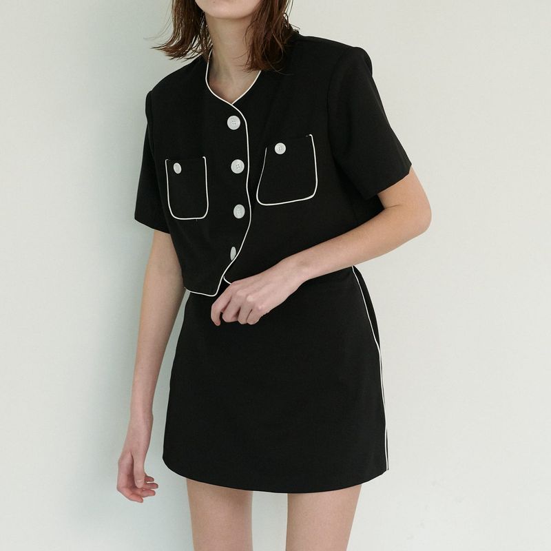  LINE BUTTON JACKET, BLACK