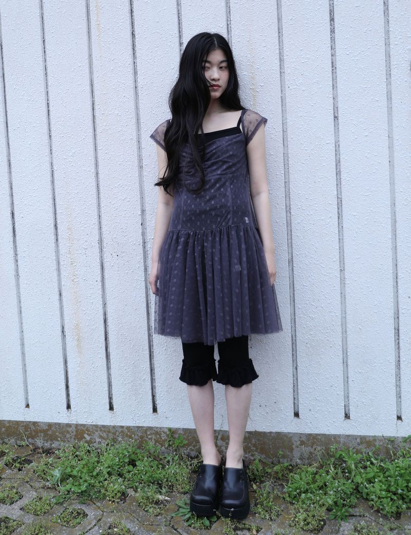 UGLYSHADOW（アグリーシャドウ）の「FLOWER MESH DRESS(CHARCOAL)（Dresses）」