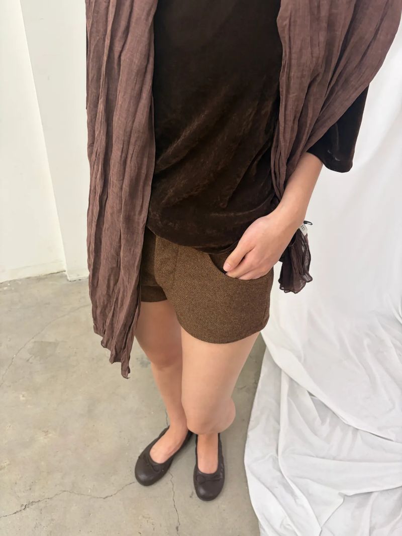 wool blend mini shorts