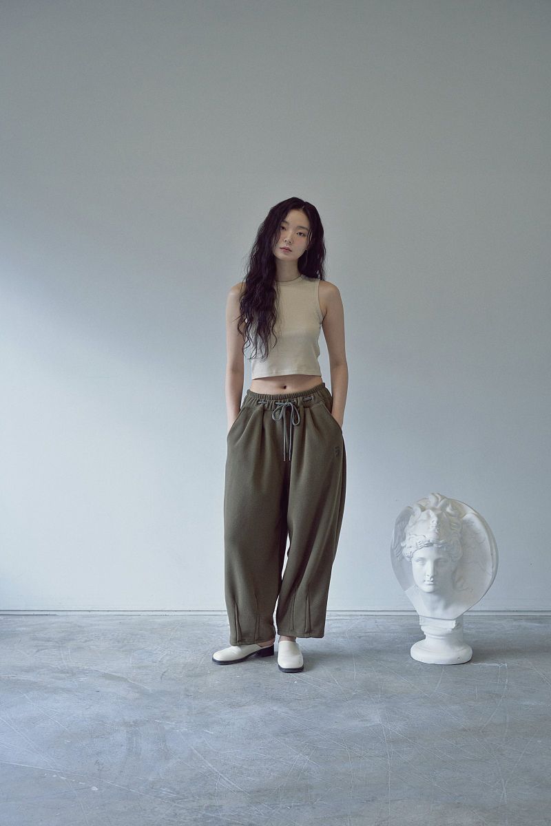 2-LAYER MICRO FLEECE SWEAT PANTS (Khaki)