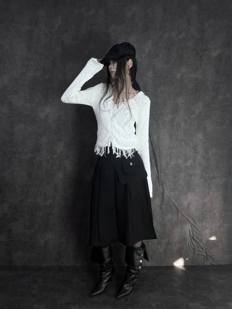 wrap pocket set midi skirt