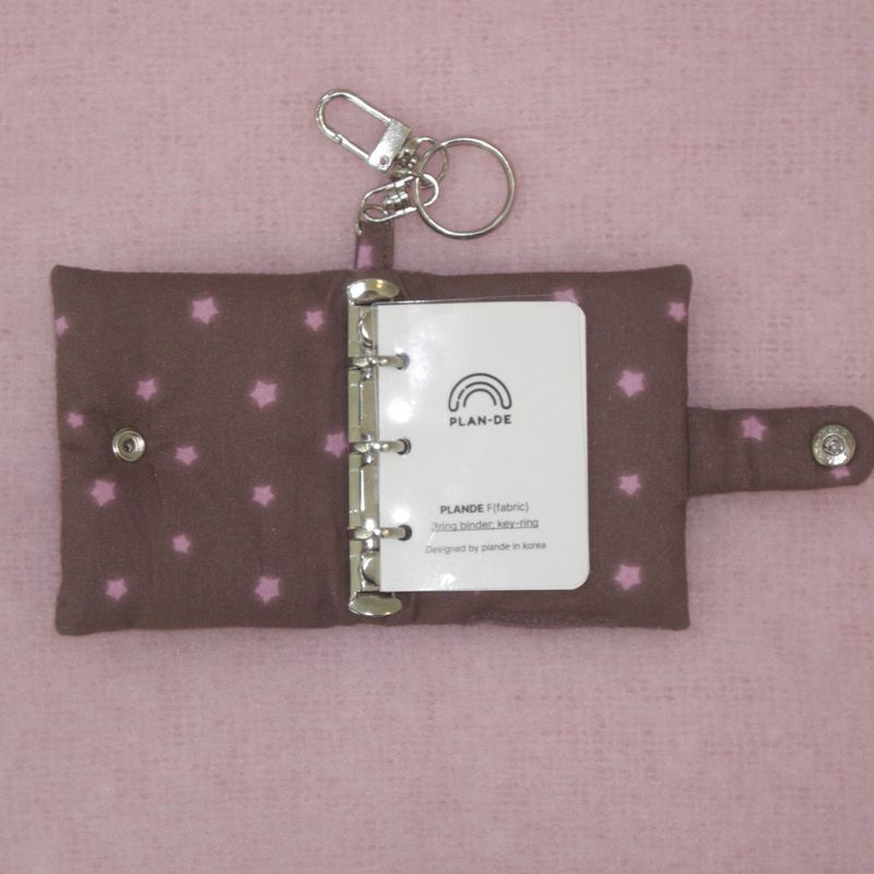 Mini 3-Ring Diary Keyring - Pink Star Brown