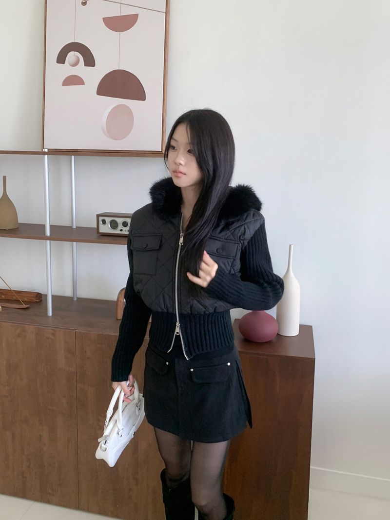 Motion Two-Way Zipper Quilted Knit Padding (3 Colors)