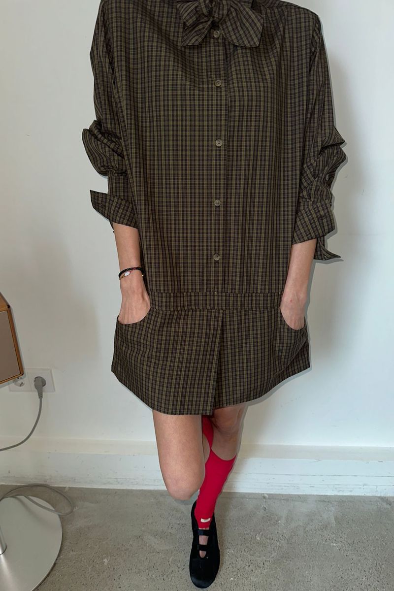 LOW LINE CHECK JUMPSUIT_BROWN