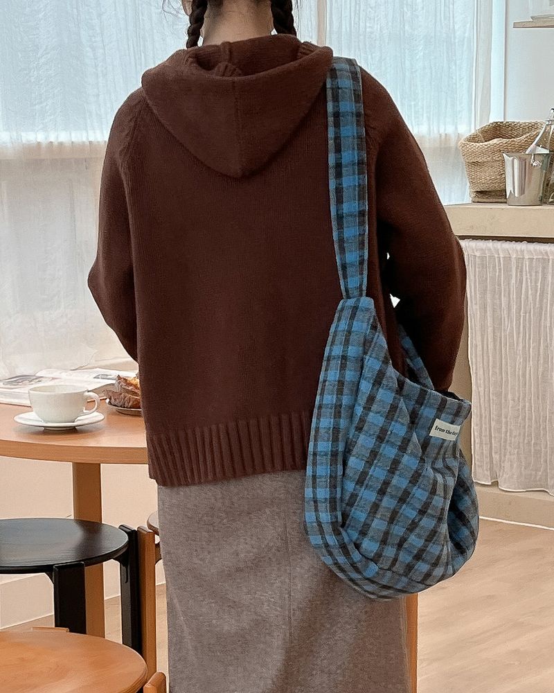 【MADE】Checkered wool big cross bag