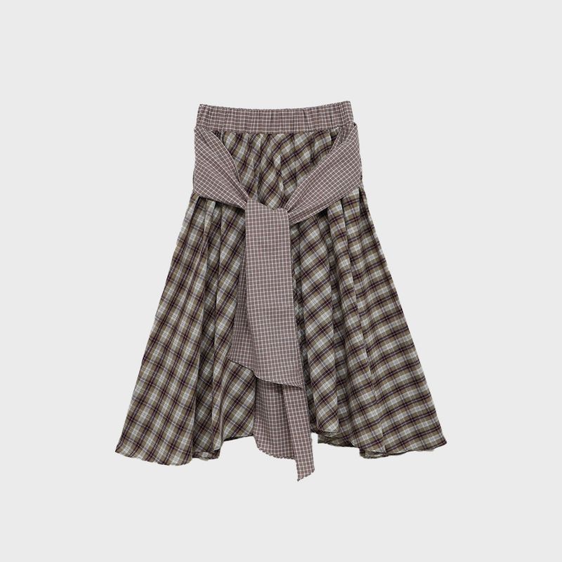 KOOKEESEE(クキシ)の「Check Tie Skirt (beige)(Skirts)」