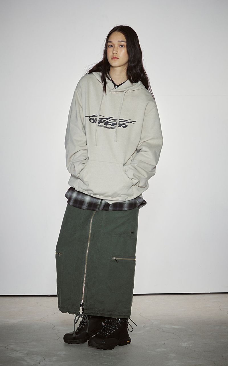 GRAFFITI CRACK HOODIE_BEIGE GRAY