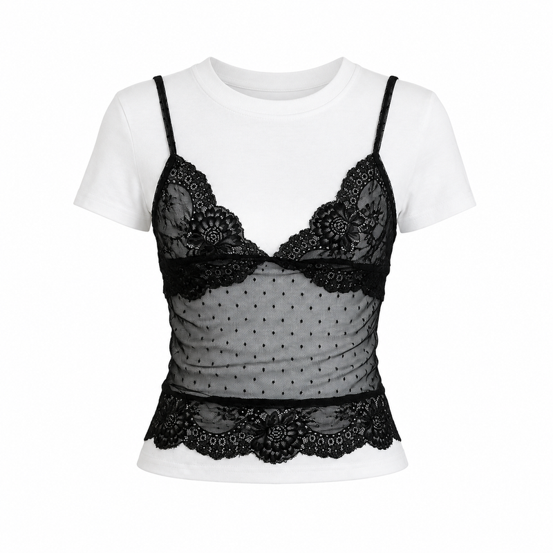 Cozy&Kitsch(コージーアンドキッチ)の「Sock Lace Bustier T-shirt(Tops)」